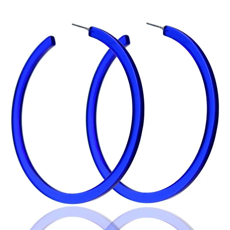 Большие круглые неоновые серьги-кольца в стиле панк-рок, флуоресцентные серьги в стиле стимпанк, украшения для ушей, вечерние аксессуары, подарок - Окраска металла: Royal Blue
