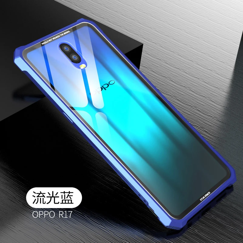 

For OPPO R17 R 17 Bumper R17Pro Case Aluminum Metal Frame Bumper with Clear Tempered Glass Back Cover for OPPO R17 Pro Case