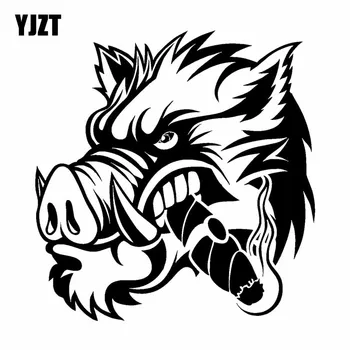 

YJZT 17.2CM*17.8CM A Ferocious Wild Boar Car Sticker Vinyl Decal Black Silver C13-000659