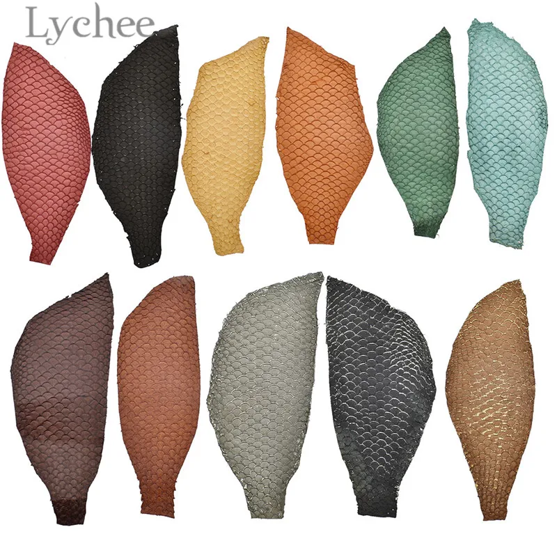 

Lychee Genuine Fish Skin Leather Piece Multicolor Leahter Fabric DIY Sewing Material For Shoes Handbags