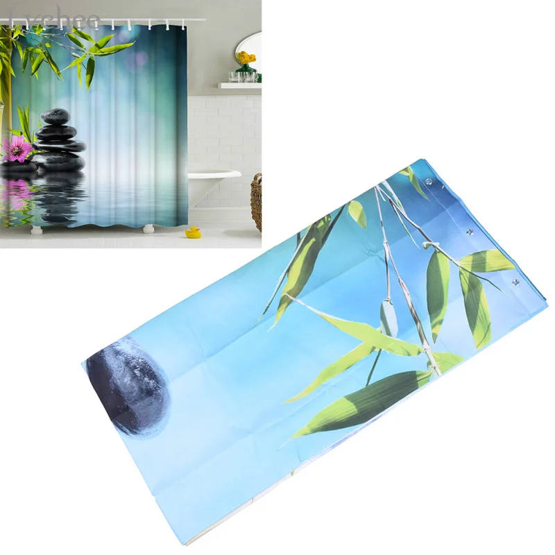 

Lychee 1pc Lake Flower Printed Shower Curtain Door Bathroom Shower Curtain Hanging Ployester Toilet Bathroom Curtain Decoration