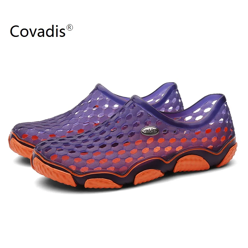 

Summer Fashion Jelly Shoes High Quality Men Colorful Mesh Beach Flat Sandals Outdoor Breathable Water Slippers New Arriva 2019