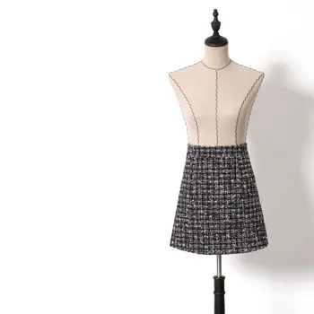 

2019 Spring Summer Women New Lurex Tweed Skirts Ladies Elegant High Waist Bodycon Mini Short Skirt Y160