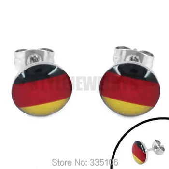 

Free Shipping! Enamel Germany Flag Earrings 2014 World Cup Brazil Stainless Steel Jewelry Motor Earring Studs SJE370084