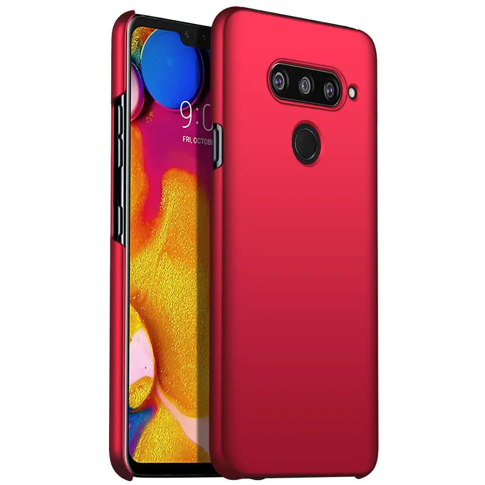 Чехол для LG V40 ThinQ роскошный пластиковый матовый чехол для телефона s Тонкий Жесткий ПК задняя крышка для LG G7 ThinQ V30 V20 V40 Q6 Q7 Q8 Q9 G6 G7 - Цвет: Красный