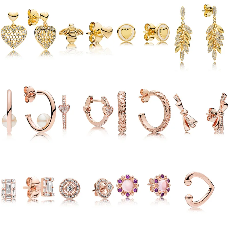 12 стилей, 1 пара, 925 пробы, серебряные серьги-гвоздики, пчела, любовь, жемчуг, кристалл, сделай сам, высокое качество, серьги для женщин, свадебные ювелирные изделия, подарок