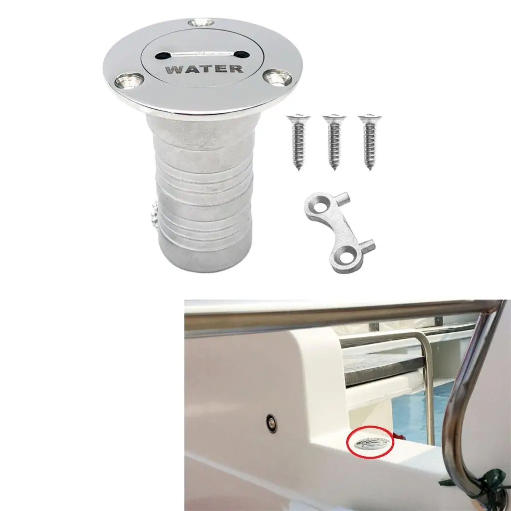 

1 Set 38mm/1.5'' Marine Boat Yacht Caravan Water Tank Deck Fill Filler With Keyless Cap & Key O-ring Seal 316 Stainless Steel