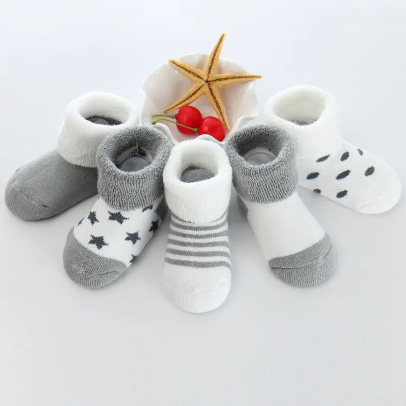 Новинка года; теплые детские носки для малышей; хлопковые носки с героями мультфильмов на осень и зиму для малышей - Цвет: Gray