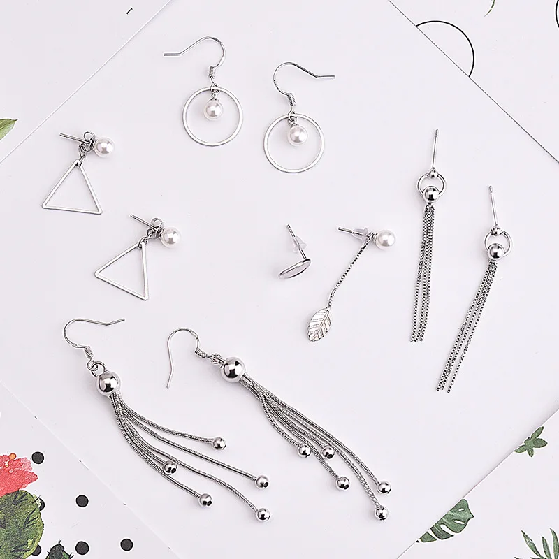 

ZHOUYANG Drop Earring For Women 5 Optional Elegant Geometric Imitation Pearl Silver Color Tassel Ear Line Fashion Jewelry KBE377
