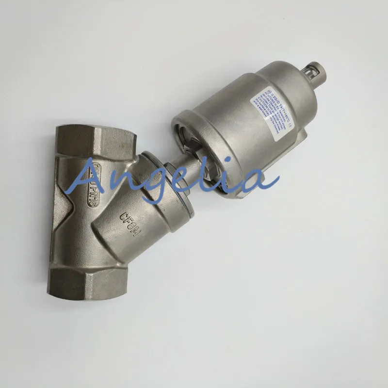 1/" DN15 BSP Нержавеющая сталь 316 двойного действия Воздушный приведенный в движение клапан с наклонным шпинделем