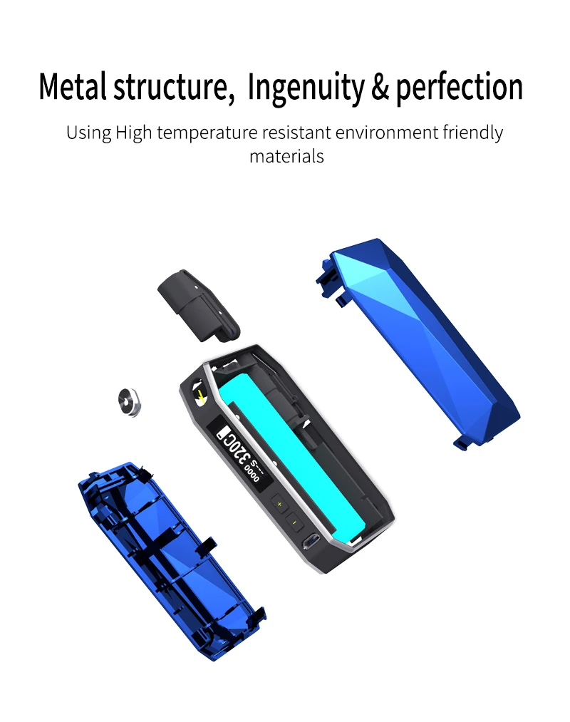 SMY Pluscig K2 2900mAh Battery Zircon Surface Design Box Shape Vape Heating Tobacco Vaporizer compatibility with 1QOS stick