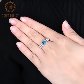 

Gem's Ballet 100% 925 Sterling Silver Classic Rings 1.57Ct Oval Natural London Blue Topaz Gemstone Ring For Women Fine Jewelry