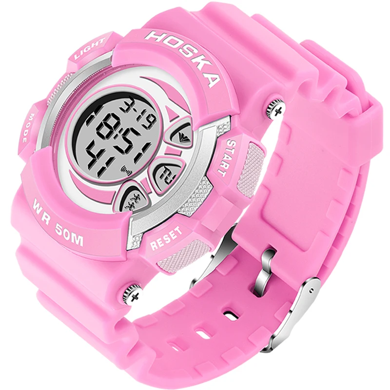 

2017 HOSKA Children Digital Wristwatch Multi-functional Luminous Watch For Kids Alarm Date LED Display Sport Waterproof Waches