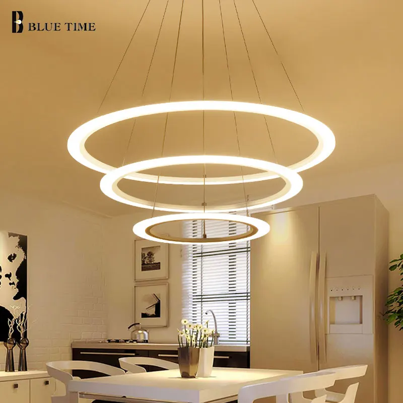 

New Creative 4 Rings Modern LED Chandelier For Kitchen Living Room suspension hanging ceiling lamp Home Lighting 40 60 80 100cm
