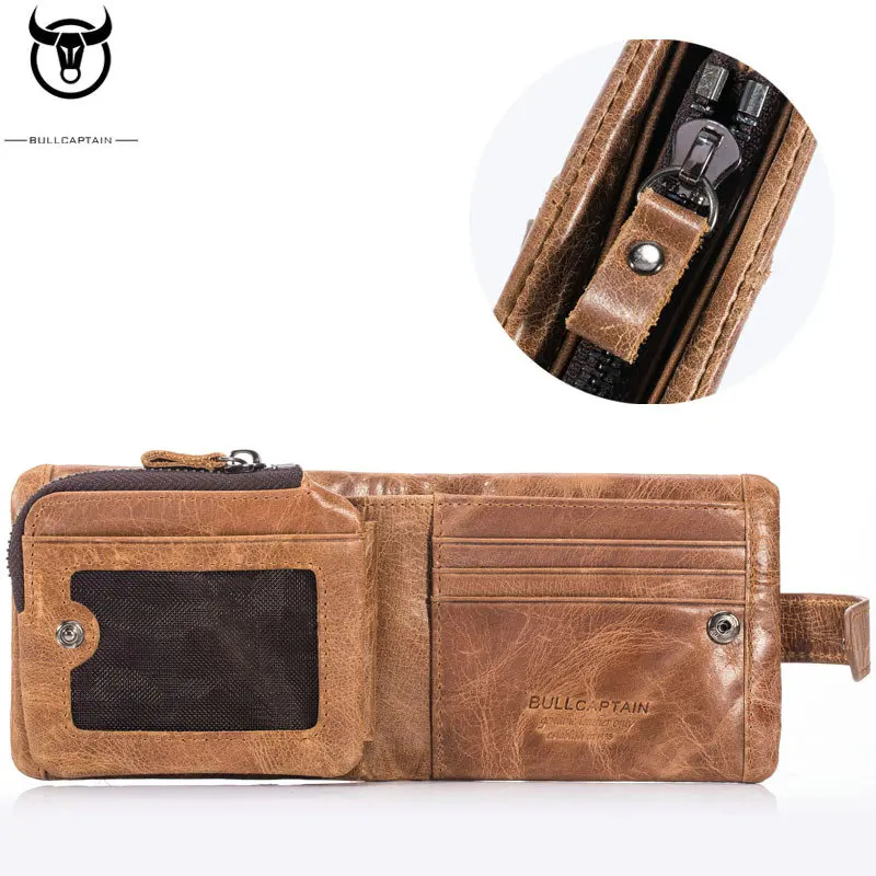BULLCAPTAIN Cow Leather Men Short Wallet Casual Genuine Leather Male Wallet Purse Standard Card Holders Wallets For Men BULLCAPTAIN Cow Leather Men Short Wallet Casual Genuine Leather Male Wallet Purse Standard Card Holders Wallets For Men