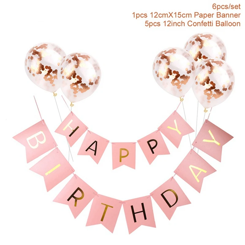 Rose Gold Confetti Latex Balloons Set Star Heart Foil Baloon Birthday Party Decorations Kids Wedding Ballon Baby Shower Supplies