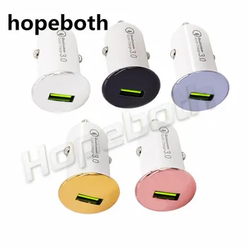 

hopeboth Quick Charge 3.0 Electroplating Mini USB Car Charger Mobile Phone Adapter QC 3.0 Fast Charge Universal For iPhone Xiaom
