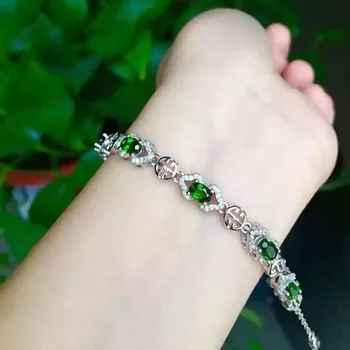 

Fidelity natural 4*6mm diopside Bracelets s925 sterling silver fashion fine jewelry for women party natural green gemstone