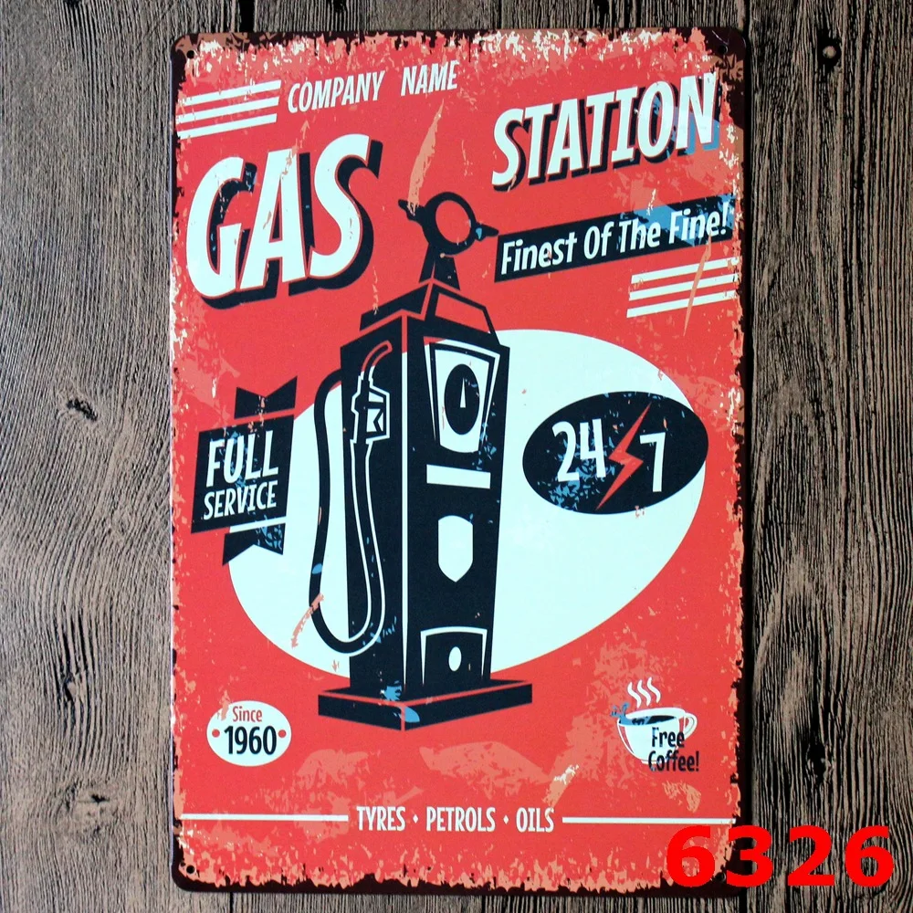 Full server Gas Oil station Vintage Home Decor Tin Sign for Wall Decor ...