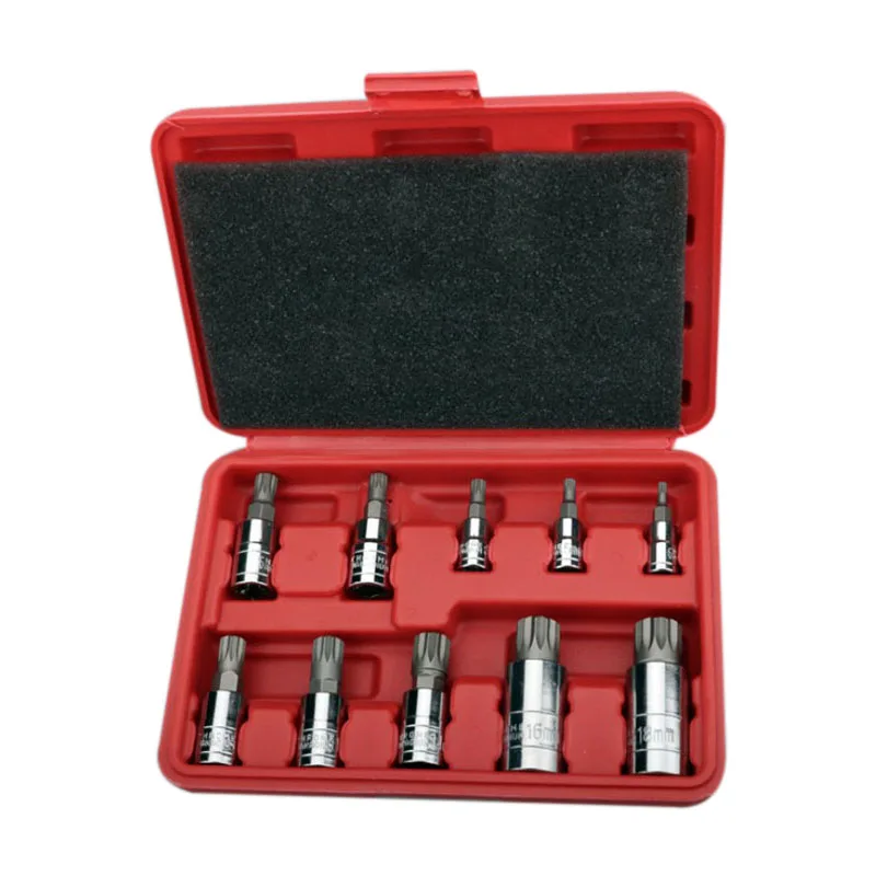 

10-Piece Set Of 12-Degree Chrome Vanadium Steel Batching Sleeve Set Sleeve Head Mechanical Repair Auto Repair Household Tools