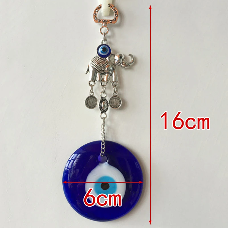 JX-LCLYL Wall Hanging Turkish Elephant Blue Evil Eye Amulet Glass Charm Home Decor