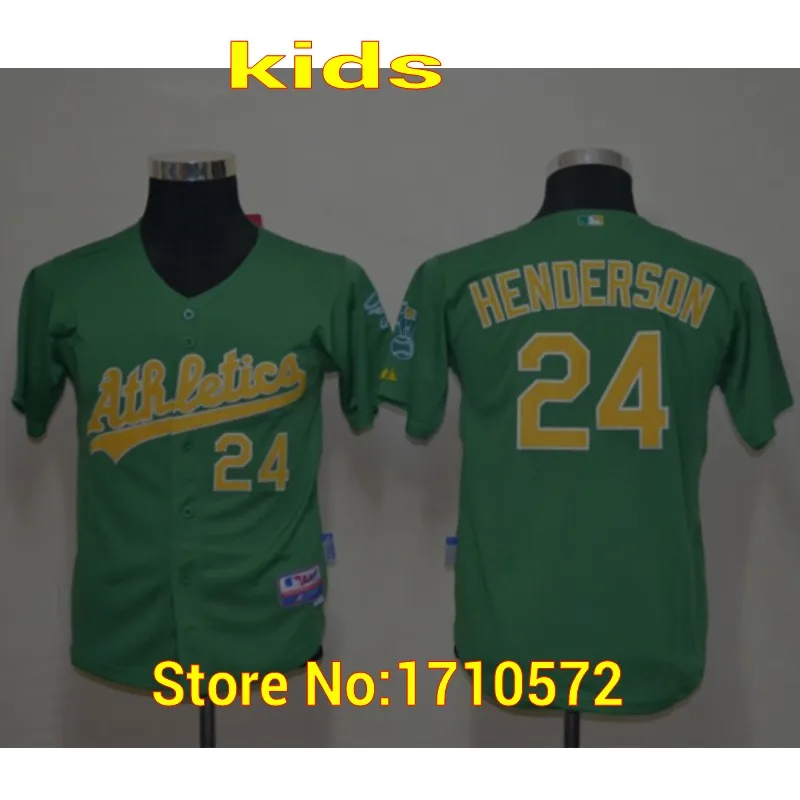 Kids Oakland Athletics Youth Shirts 52 Yoenis Cespedes 24 Rickey Henderson  Cool Base Authentic Baseball Jerseys Stitched Logos