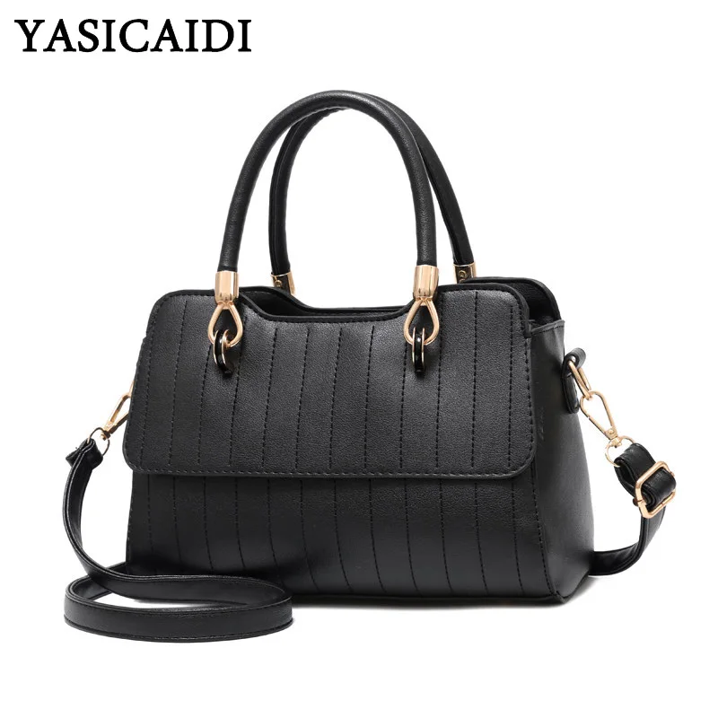 

YASICAIDI Luxury Ladies Hand Bags Solid Thread PU Leather Women Designer Shoulder Bag Fashion Crossbody Bags bolso de mano mujer