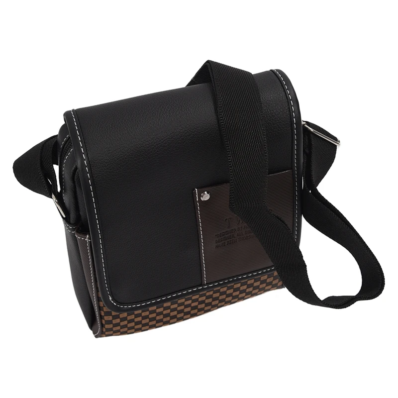 

Black Men's Faux Leather Messenger Shoulder Bag