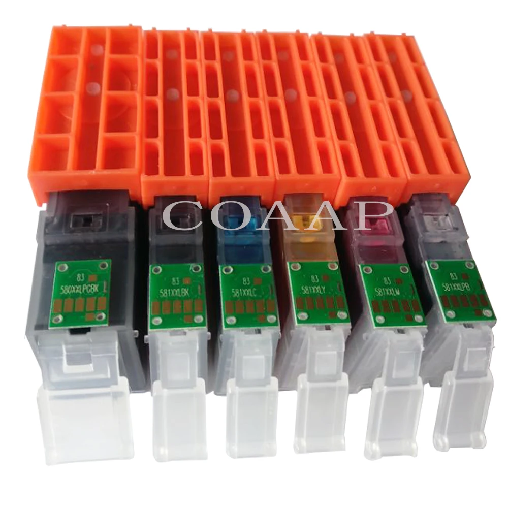 6pk чернильный картридж для принтера Pixma TS9155 TS9150 TS8150 TR8550 TR7550 совместимых pgi 580 PGBK / cli