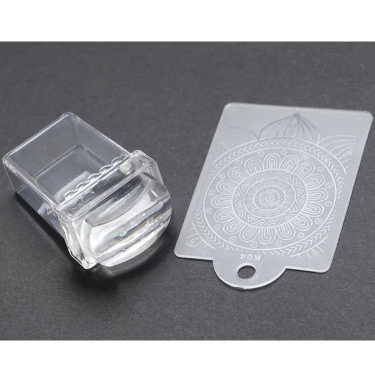 Горячая желе штамп 2,6 см прозрачный штемпель для тиснения ногтей+ изысканный узор прямоугольный скребок для переноса лака DIY инструмент для дизайна ногтей