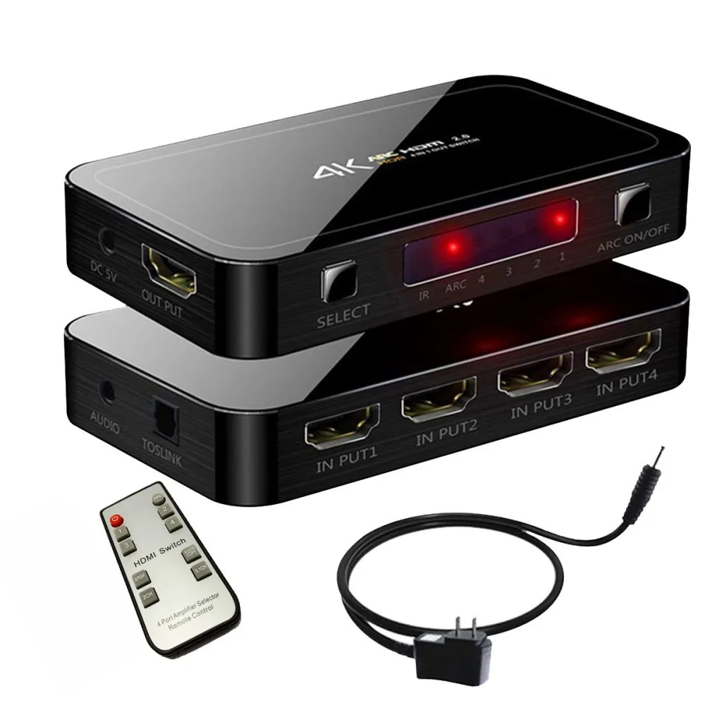 Мини UHD 4K 4 входа 1 выход HDMI 2 0 переключатель 4x1 аудио экстрактор с дугой и ИК