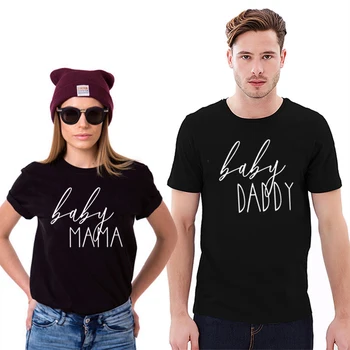 

Couple Tshirt Baby Mama Daddy Gender Couples Matching Tee Pregnancy Announcement Summer Fashion Top Lover Women Cotton T-shirts