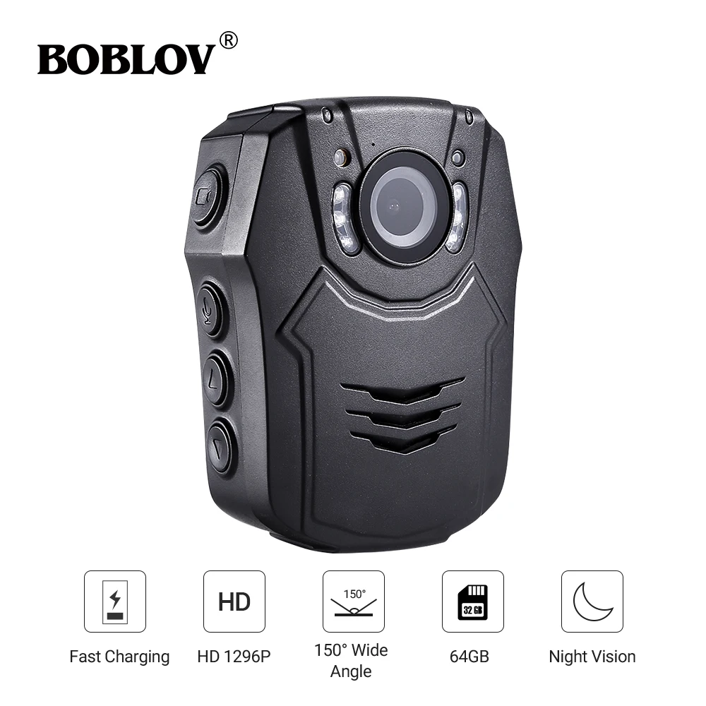  BOBLOV PD50 HD1296P IR Night Vision Police Body Camera Recorder DVR WDR 32MP Security Video Recorde