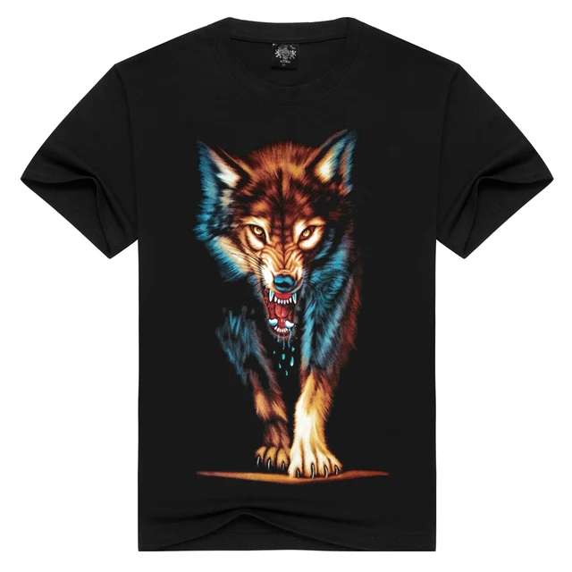 3d wolf t shirt mens Brand 3D wolf Print t shirts Cotton wolves Men t ...