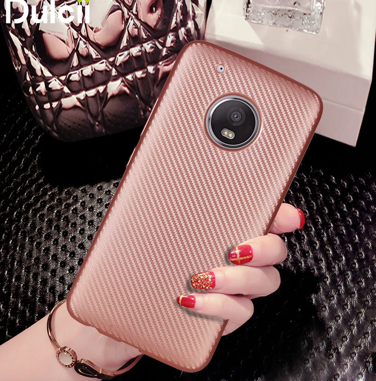 Чехол Dulcii для Motorola Moto G5 Plus Z2 play E4 EU версия из углеродного волокна мягкий TPU чехол