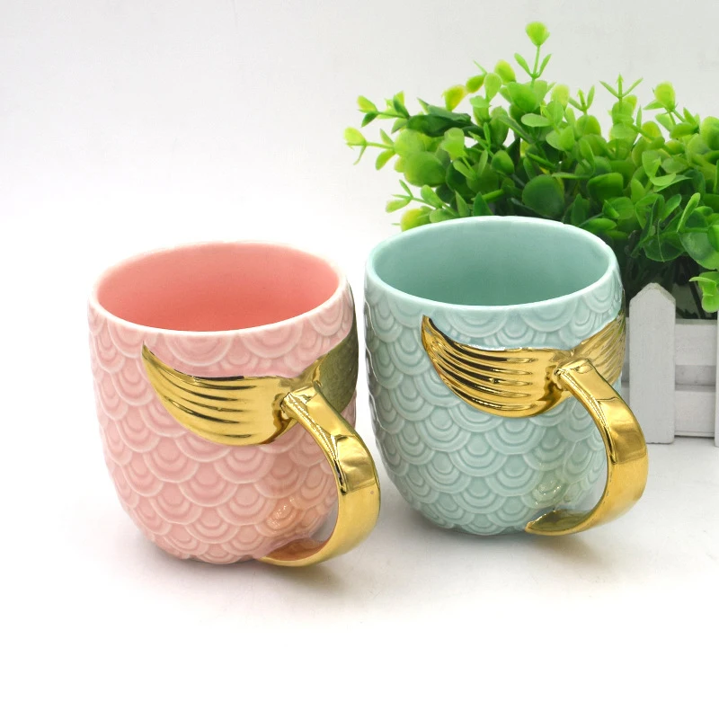 

Mermaid Tail Large Mug Creative Ceramic Coffee Milk Mug Tea Cup With Handle Glazed Gold Mug Birthday Wedding Gifts Cups And Mugs