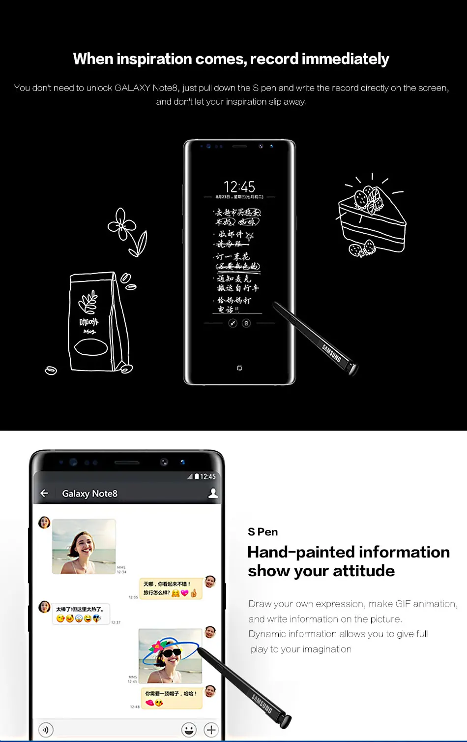 Samsung Galaxy Note 8 Pen Stylus Active S Pen Stylus Pen Touch Screen Pen Note8 Waterproof Cell Phone S-100% Original Pen2-2