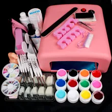 Hot Sale 36W UV GEL Pink Lamp & 12 Colors UV Gel Nail Art Tools Sets Kits Nail Gel Nails & Tools Nail Polish Kit #N308