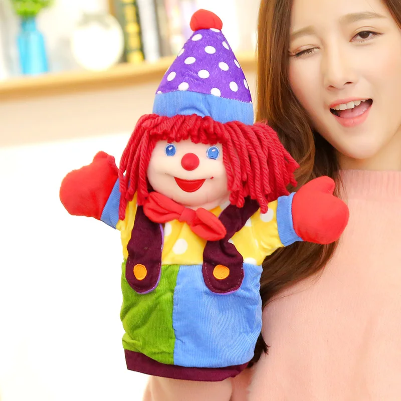 

cloth clown doll 37 cm Clown hand puppet learning aid dolls play game Santa Claus Finger toy Cartoon baby favor doll Hand toy