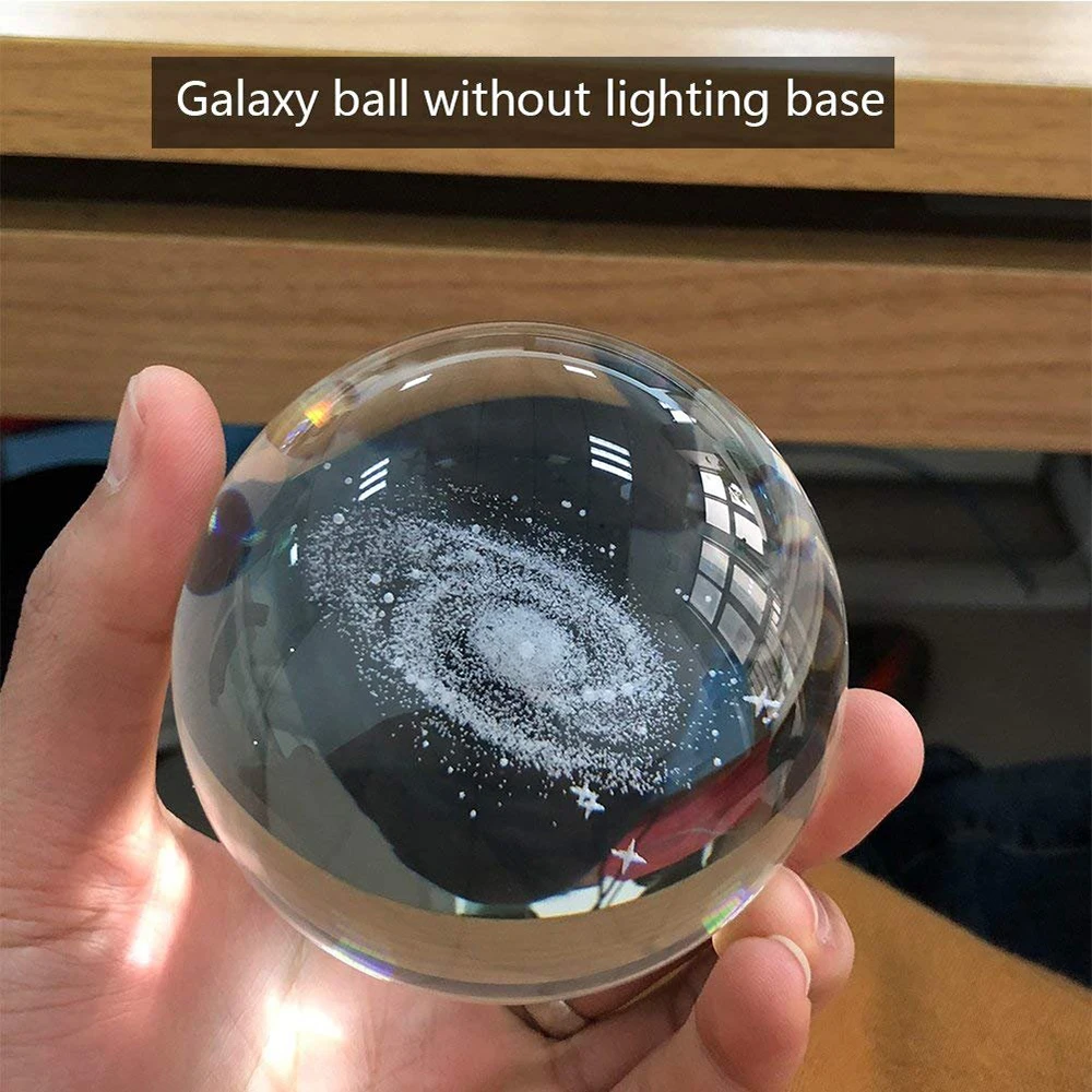 3D лазерный хрустальный шар с гравировкой Galaxy дисплей глобусная Сфера стекло пресс-папье фэн-шуй с прозрачной подставкой