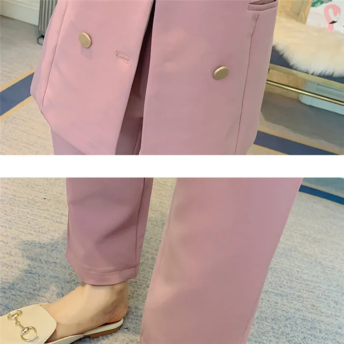 Сплошной цвет маленький костюм Демисезонный брючный костюм для Для женщин 2019 костюм Femme два-1 предмет Для женщин костюм NUW463