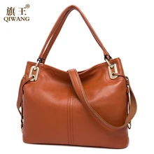 QIWANG 100% Real de Cuero Genuino DEL Estilo OL Bolso de Las Mujeres Bolsa de Asas de Las Señoras Bolsos de Hombro precio Al Por Mayor 2016 Nuevo Bolso HOBO
