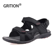 GRITION/мужские сандалии; летняя уличная мужская пляжная обувь на плоской подошве; легкие кожаные сандалии; дышащие прогулочные шлепанцы с открытым носком;