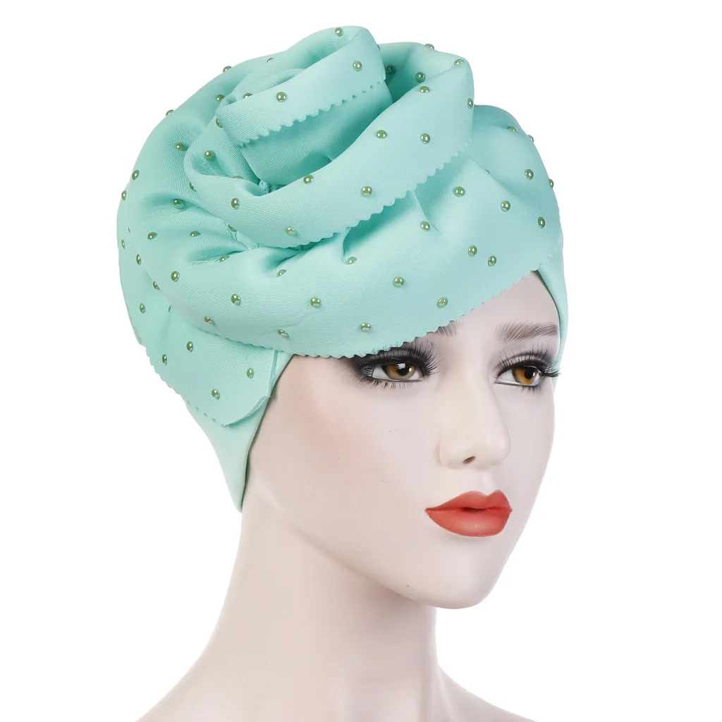 Flower Ceramics Search Edge Solid Color Scarf Hat Cotton-padded Cap Hijab Caps Turban Muslim Dress Headscarf