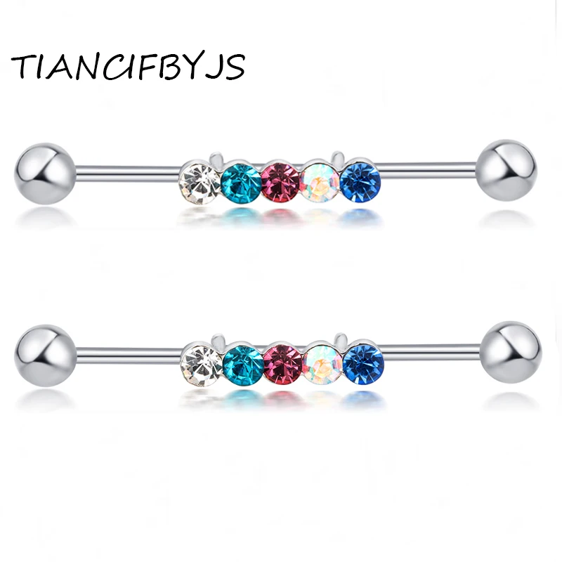 Buy TIANCIFBYJS 316L Steel Crystal Ear Tragus Bar