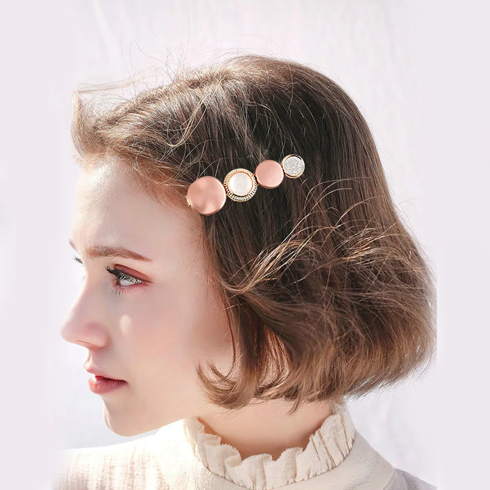 

New Candy Scrub Hairpins Sweet Imitiation Pearl Korean Hair Clips for Women Geometric Metal Barrettes Fashion Hair Accessories