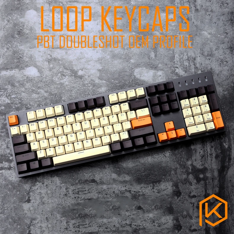 

loop pbt doubleshot keycaps oem for mechanical keyboard grey orange beige gh60 poker 87 tkl 104 108 ansi corsair k70 iso razer