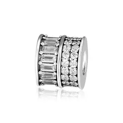 DIY Подходит для Pandora Charms браслеты сияющий путь бусины с четким CZ 100% 925 пробы-серебро-ювелирные изделия Бесплатная доставка