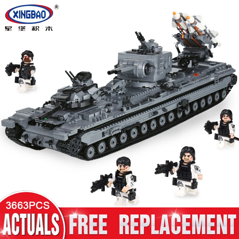 

XingBao 06006 Block 3663Pcs Creative MOC Military Series The KV-2 Tank Set children Educational Building Blocks Bricks Toys