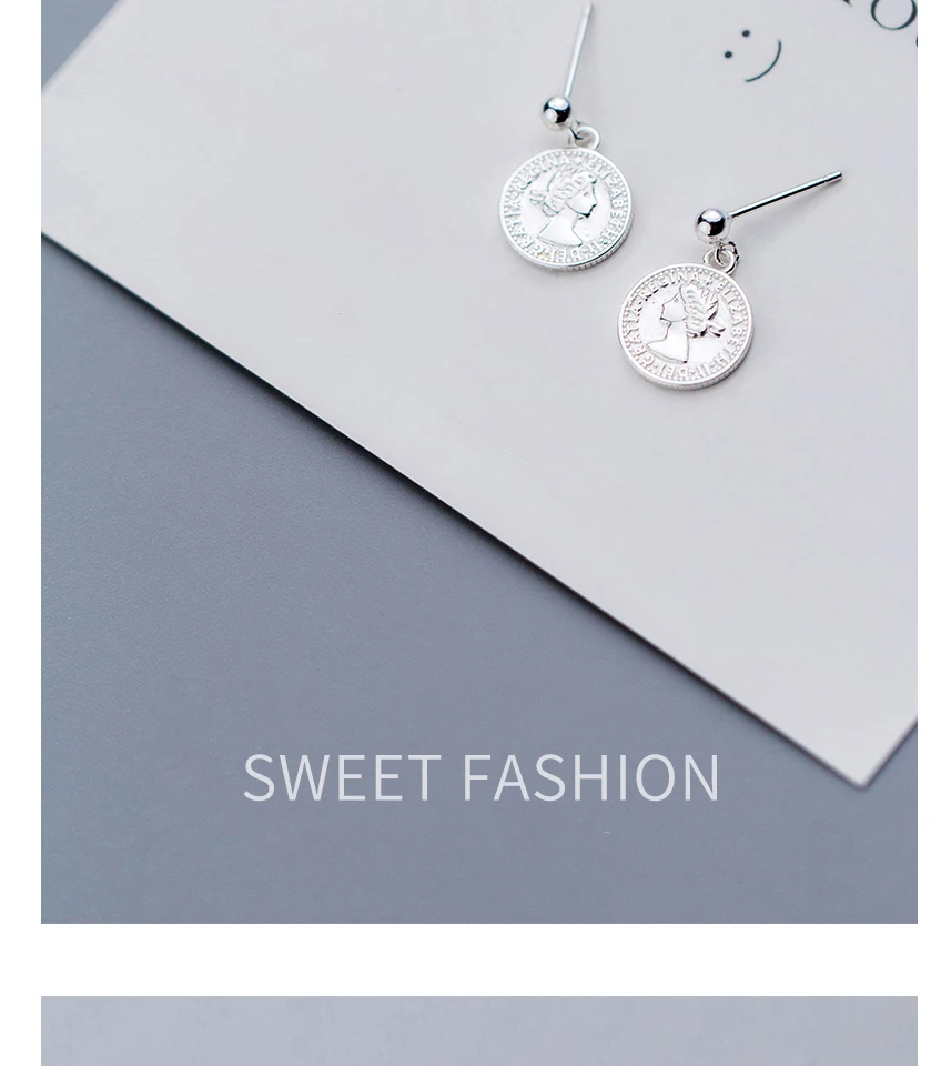 925 Sterling Silver New Vintage Coin Dangle Earrings For Women Head Portrait Drop Earrings Girls Bijoux Charming Jewellery 2019 (2)